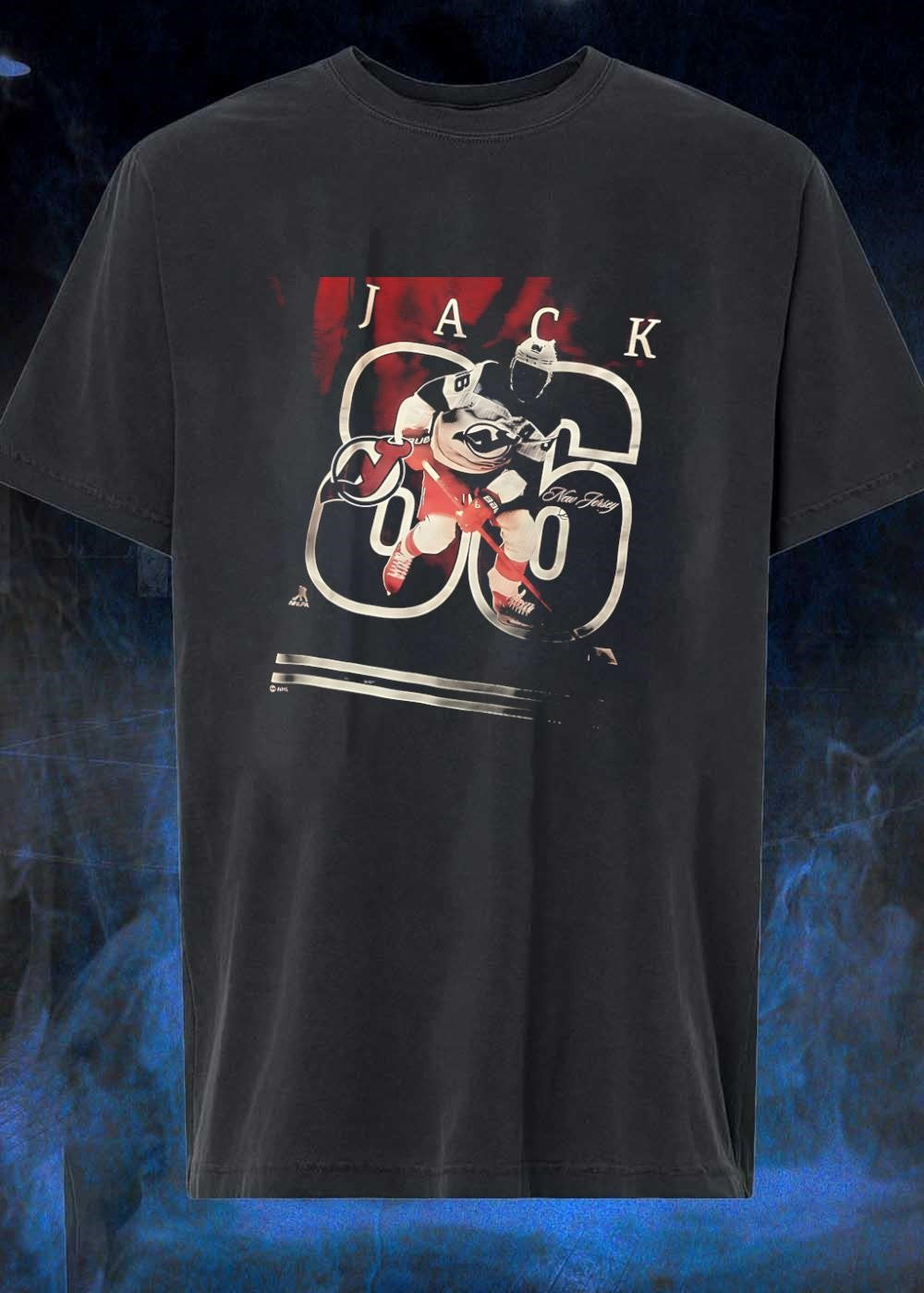 New Jersey Devils Jack Hughes Playing Hockey Shirt