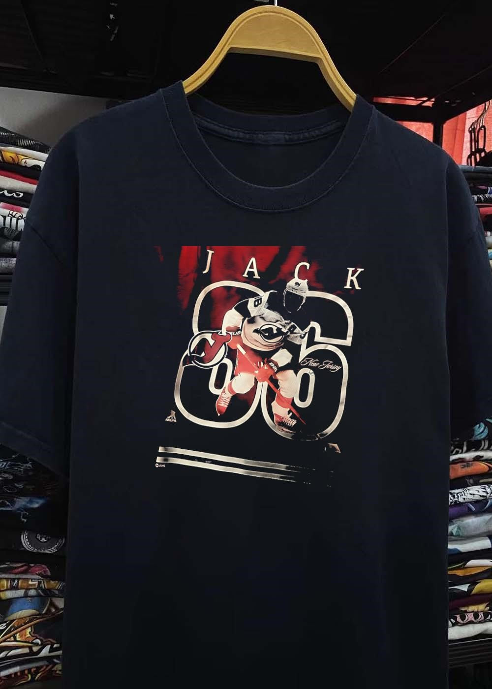 New Jersey Devils Jack Hughes Playing Hockey Shirt