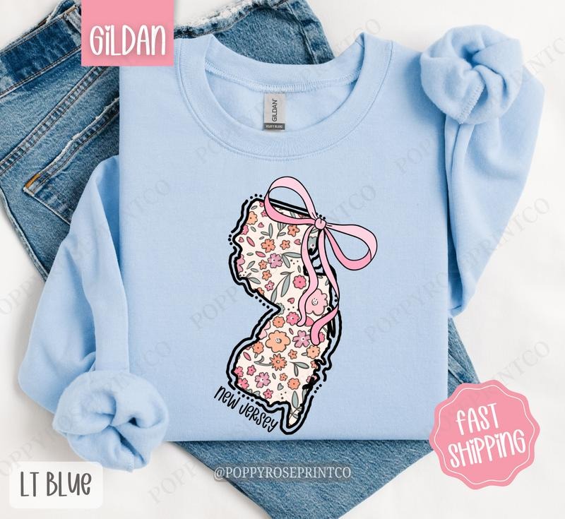 New Jersey Floral Sweatshirt, Cute New Jersey Sweatshirt, New Jersey State Sweatshirt T-Shirts, Hoodie | HypeDripTees.com
