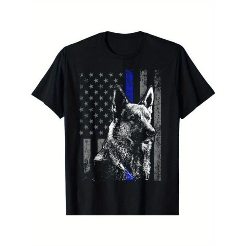 New Limited Thin Blue Line Flag Shepherd Police Dog Gift T-Shirt Made in USA Hoodie, Sweatshirt | HypeDripTees.com