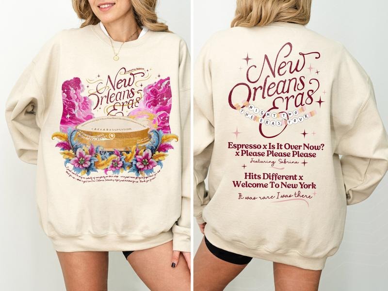 New Orleans Eras Night One Superdome Sweatshirt, Eras Tour Custom Date Shirt, NOLA Eras Tour Date, Concert Heart Hands,...