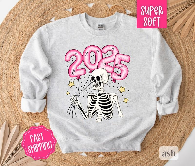 New Years Sweatshirt, NYE 2025 Sweater, Happy New Year Crewneck T-Shirts, Hoodie | HypeDripTees.com