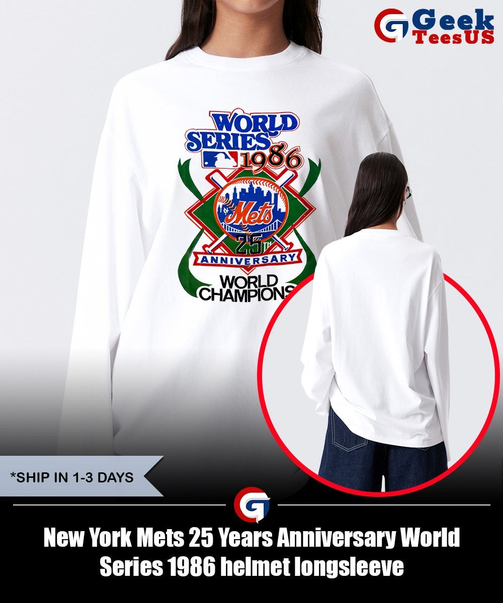 New York Mets 25 Years Anniversary World Series 1986 helmet shirt