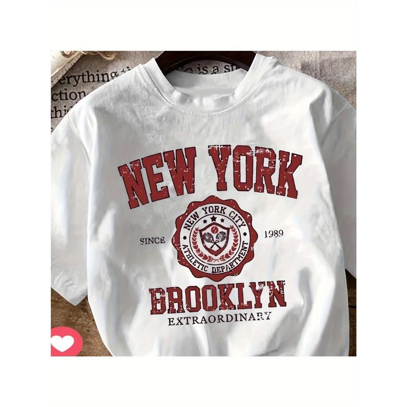 New York Print Crew Neck Tee - Women'S T-shirts - Short Sleeve, Casual Hoodie, Sweatshirt | HypeDripTees.com