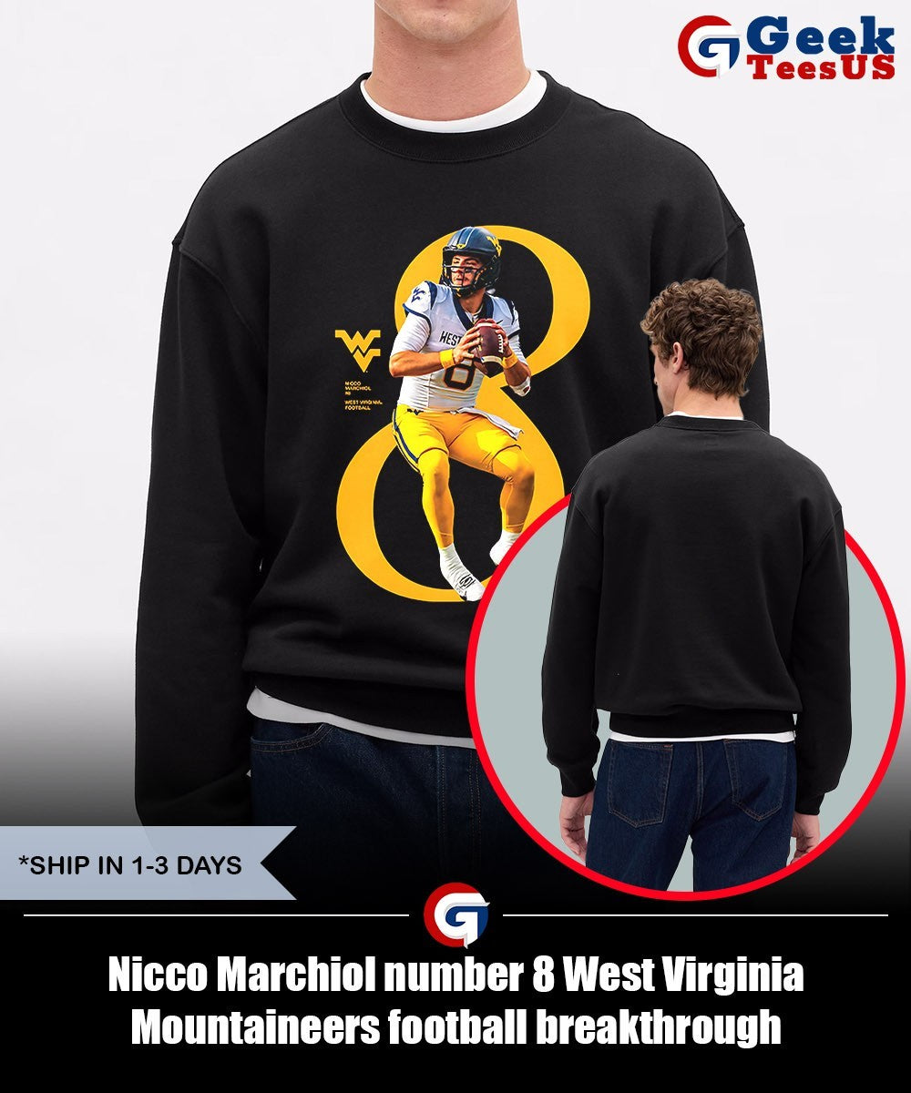 Nicco Marchiol number 8 West Virginia Mountaineers football breakthrough shirt