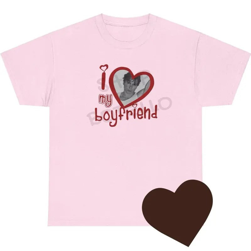 Nicholas Chavez Shirt Nicholas Chavez Graphic Tee I Love My Boyfriend Shirt Cotton Menswear Streetwear Casual Tshirt...