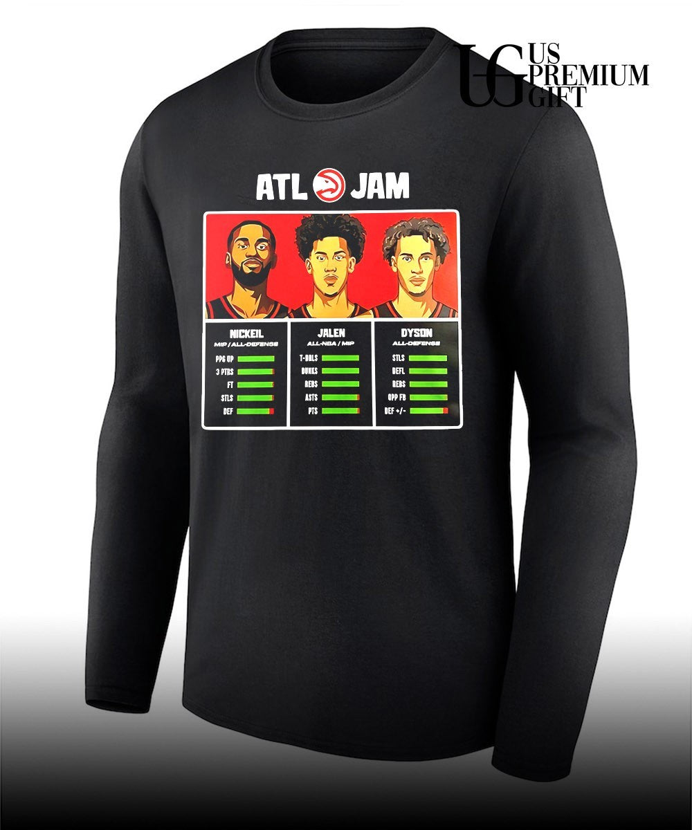 Nickeil Alexander-Walker Jalen Johnson and Dyson Daniels Atlanta Hawks NBA Jam shirt