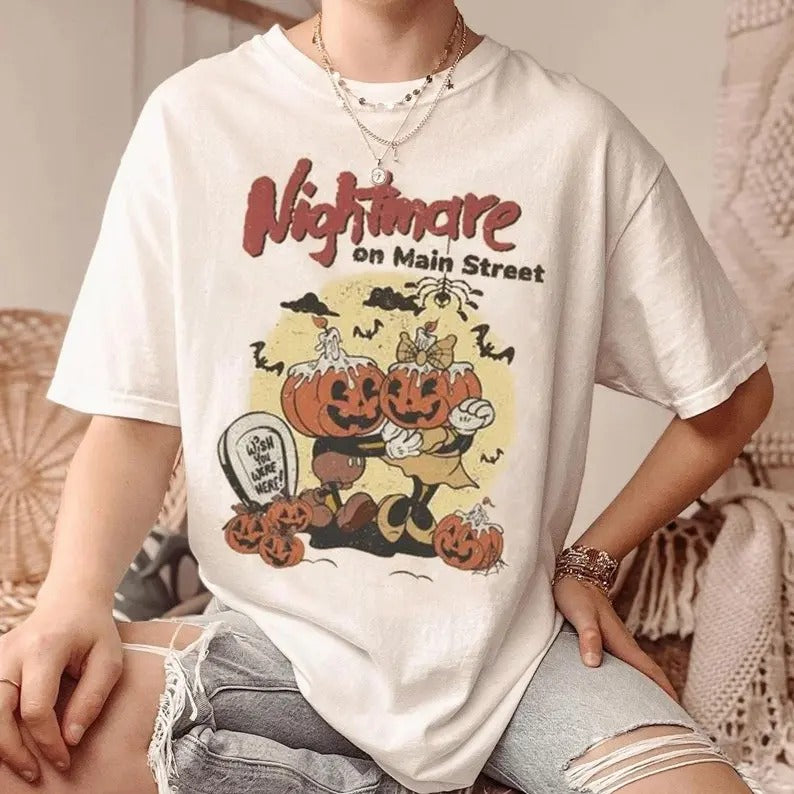 Nightmare On Main Street Pumkin shirt, Halloween Shirt, Halloween Pumpkin Tees, Trendy Halloween Shirts, Cute Halloween...