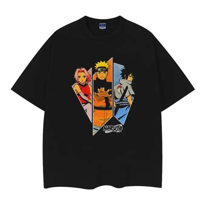 Ninja "Dead Last Trio" Vintage Oversized Tee Anime T-shirt 100% Cotton Original Design Men's Top Hoodie, Sweatshirt