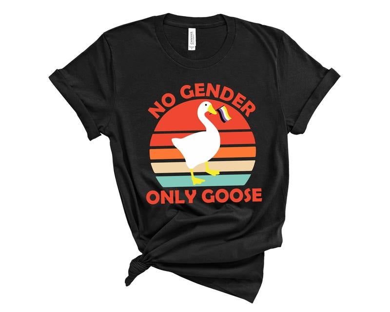 No Gender Only Goose T Shirt, Funny Nonbinary Gift, Non Binary Unisex Hoodie, Sweatshirt | HypeDripTees.com