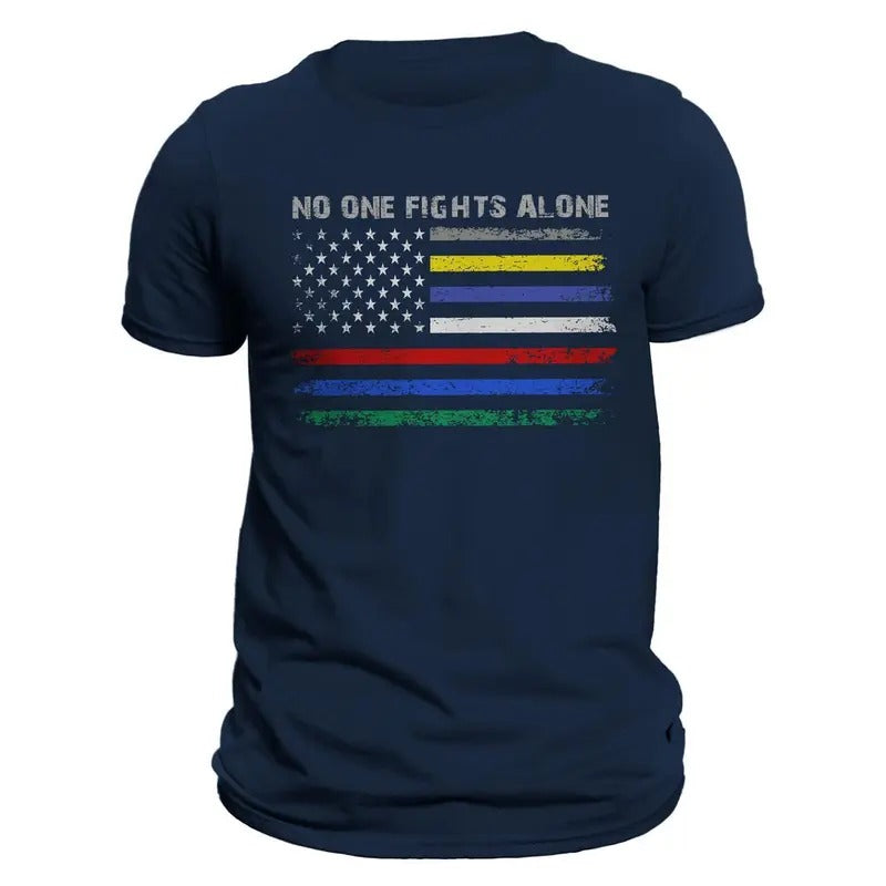 No One Fights Alone First Responders Flag Men's T-Shirt Hoodie, Sweatshirt | HypeDripTees.com