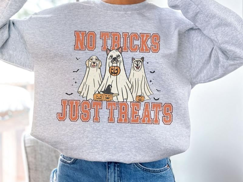 No Tricks Just Treats Sweatshirt for Dog & Animal Lovers T-Shirts, Hoodie | HypeDripTees.com
