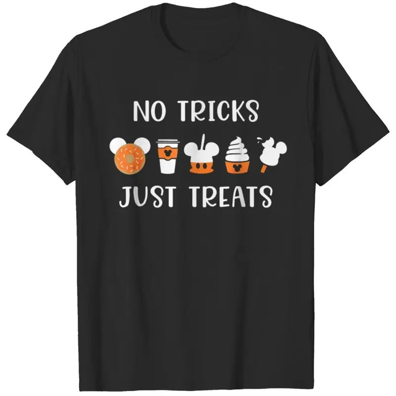 No Tricks Just Treats T-Shirt, Unisex Cotton Graphic Shirts, Crew Neck, T-shirt for Men and Women, Funny Halloween...