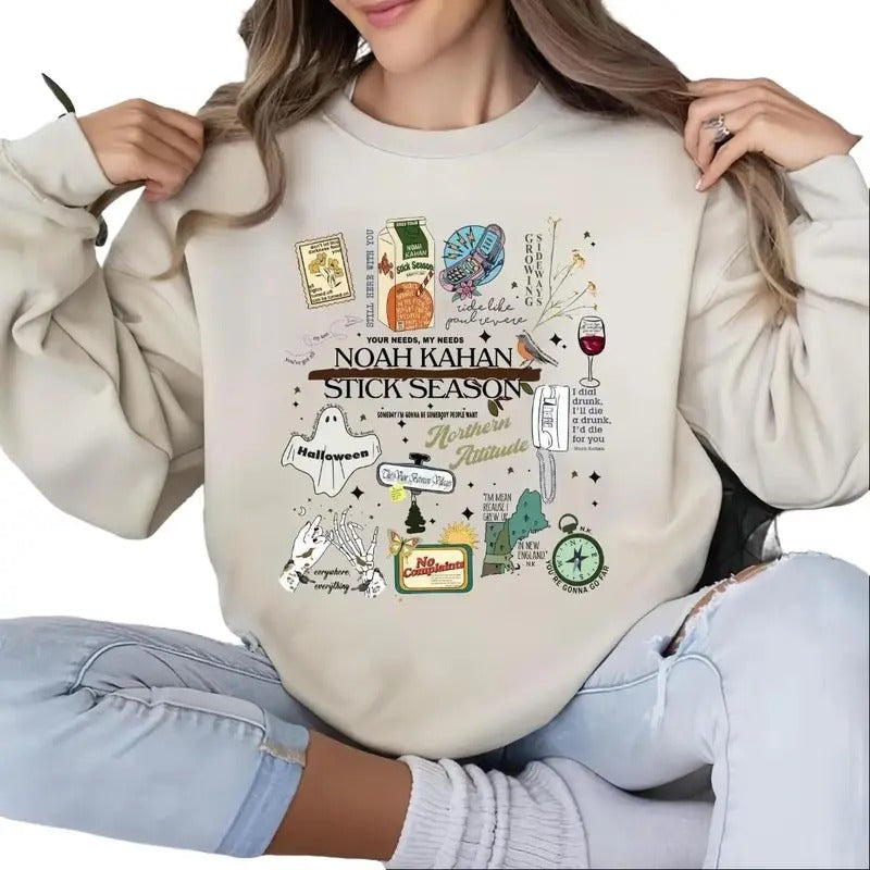 Noah Kahan Stick Season Shirt - Retro Cute Sweatshirt, T-Shirt, Women's Shirt - Womenswear Hoodie | HypeDripTees.com