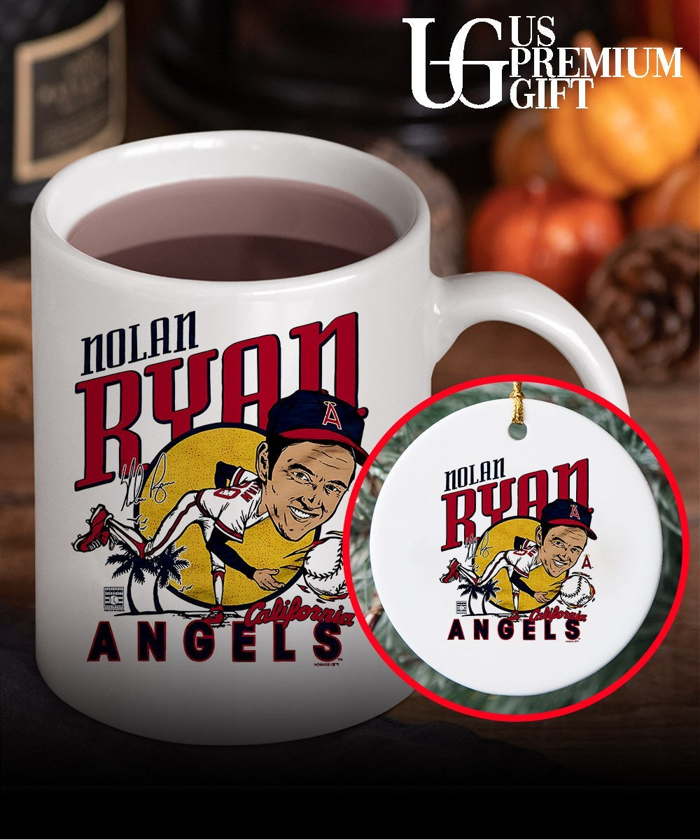 Nolan Ryan Los Angeles Angels baseball caricature signature shirt