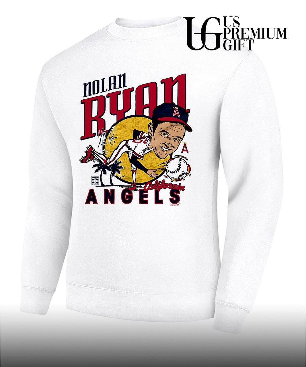 Nolan Ryan Los Angeles Angels baseball caricature signature shirt