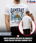 North Carolina Tar Heels vs Charlotte 49ers College Football Gameday 2025 helmet shirt