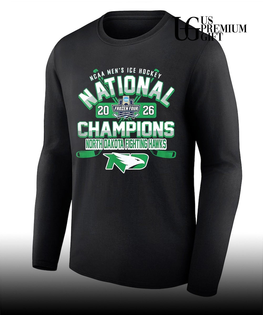 North Dakota Fighting Hawks 2026 Ncaa Frozen Four Men’s Ice Hockey National Champions shirt