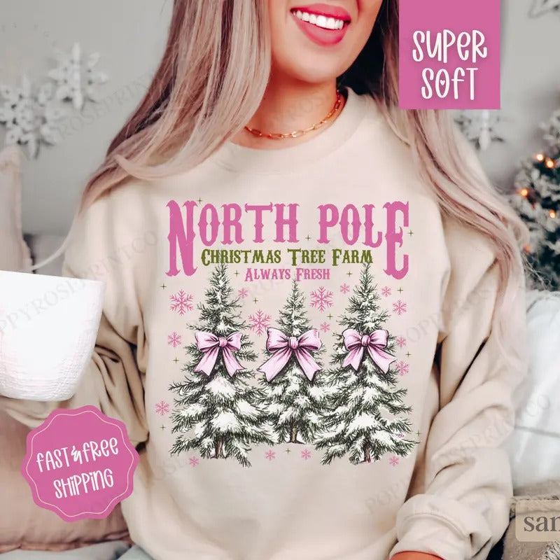 North Pole Tree Farm Crewneckstyle{N002}2 T-Shirts, Hoodie, Sweatshirt