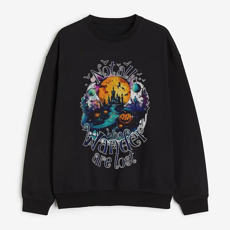 Not All Who Wander Are Lost T-Shirt, Halloween Sweatshirt, Wander Hoodie, Spooky Halloween T-Shirt, Retro Halloween...