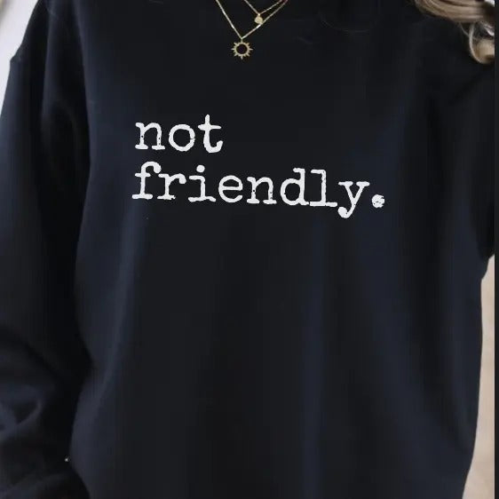 Not Friendly Distressed Retro Adult Humor Sweatshirt Casual Hoodie Pullover T-Shirts | HypeDripTees.com