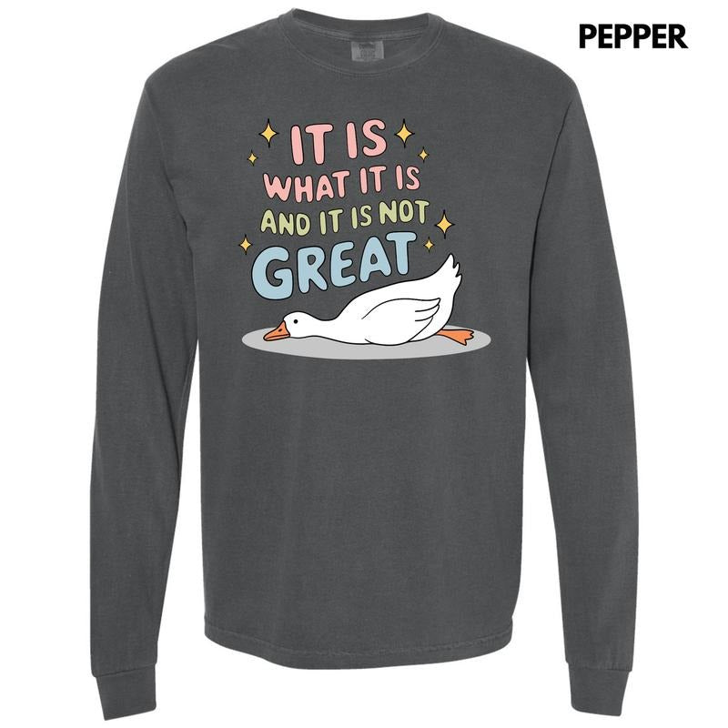 Not Great Goose Long Sleeve Comfort Colors T-Shirt 'NLB' Hoodie, Sweatshirt | HypeDripTees.com