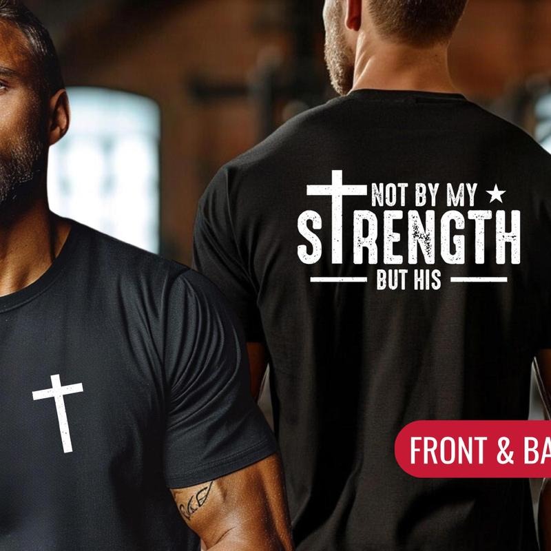 Not My Strength But His Religious Shirt Cotton Casual Street Style Crew Neck Short Sleeve T-Shirt Trendy Top for Women...