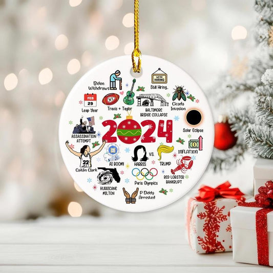 Notable Events 2024 Christmas Ornament, Newsmaker Cute 2024 Ornament, Funny Year in Review, Year to Remember Gifts Idea, Commemorative 2024