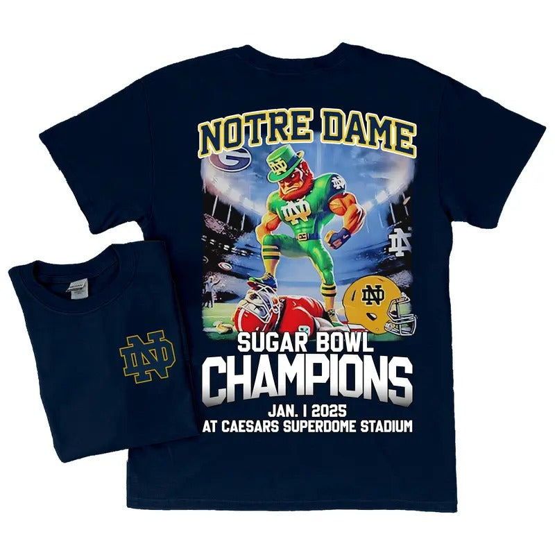 Notre Dame Fighting Irish 2025 Sugar Bowl Champs Shirt Mascot Shirt Classic Cotton Sweaters Menswear football fan Stylish...