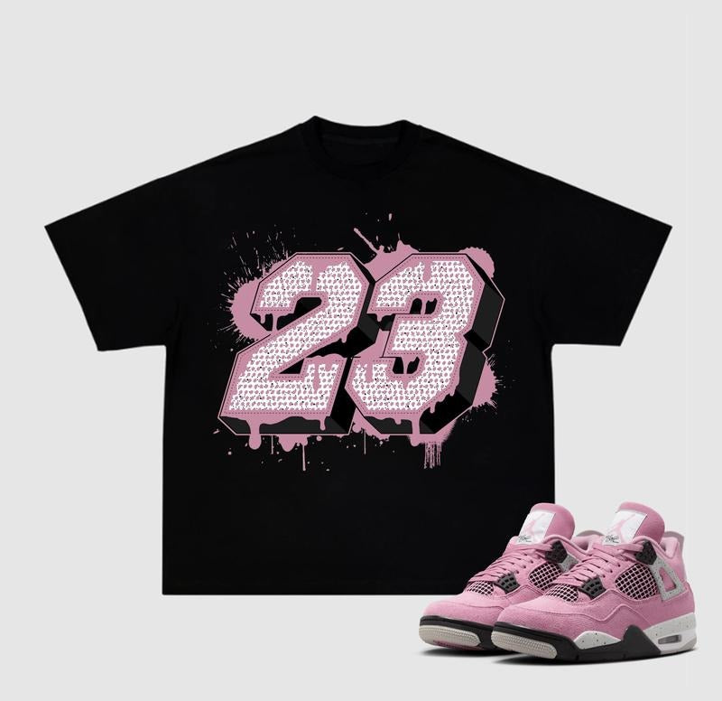 Number 23 Paint 4 Orchid Neutral Sneakers Outfits, Graphic Streetwear Y2k Cotton T-shirt Hoodie, Sweatshirt