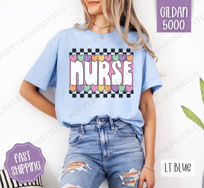 Nurse Candy Hearts Shirt Gildan, RN Tee, Cute Women's Tshirt Plus Sizes Hoodie, Sweatshirt | HypeDripTees.com