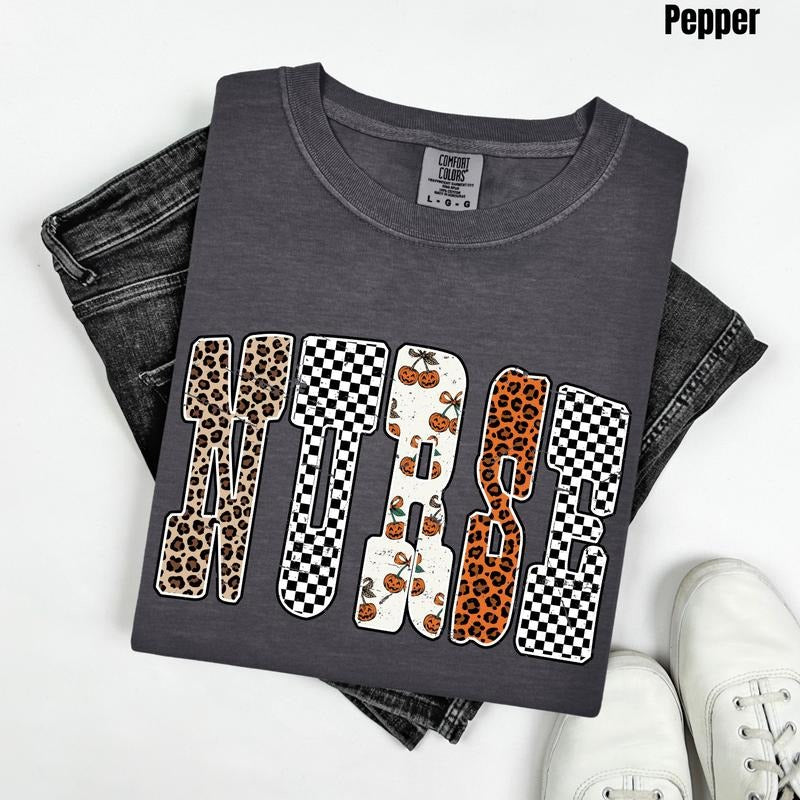 Nurse Pumpkin Pattern Comfort Colors T-Shirt 'NLB' Hoodie, Sweatshirt | HypeDripTees.com