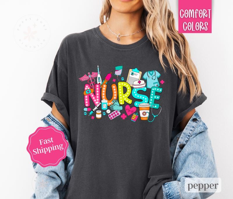 Nurse Shirt Comfort Colors, RN Shirt, Gift for Nurse Appreciation Hoodie, Sweatshirt | HypeDripTees.com