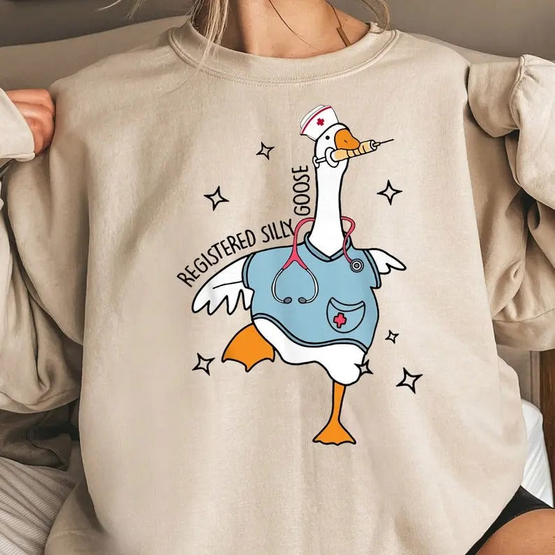 Nurse Silly Goose Sweatshirt, Nursing Student Shirt, Nurse Gift, Nurse Appreciation Shirt, Funny Goose Sweatshirt, Trendy...