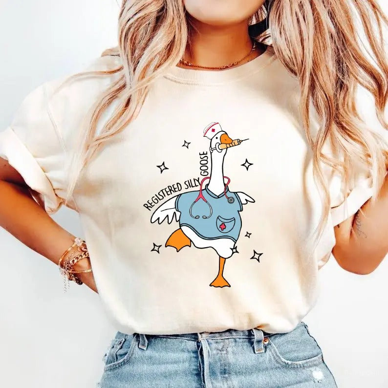 Nurse Silly Goose Sweatshirt, Nursing Student Shirt, Nursing Student Shirt, Funny Goose Sweatshirt, All Size And Colors,...