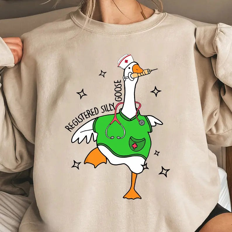 Nurse Silly Goose Sweatshirt, Silly Goose Sweatshirt, Nursing Student Shirt, Nurse Gift, Nurse Appreciation Shirt, Funny...