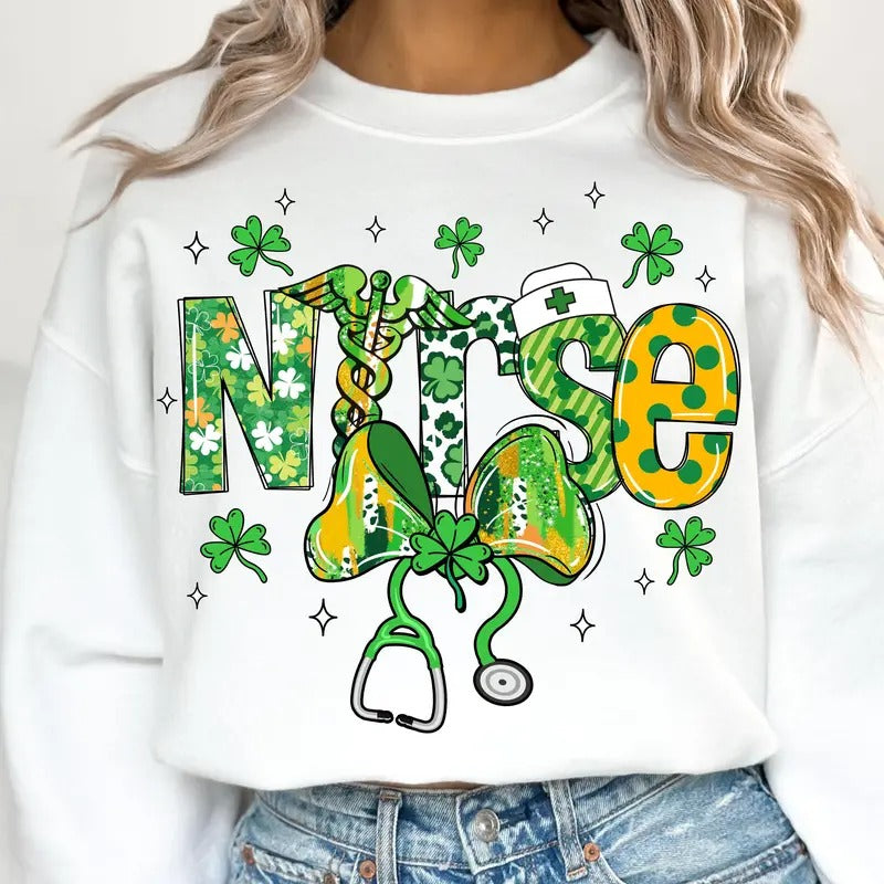 Nurse St Patricks Day Sweatshirt, St Patricks Day Shirt, St Pattys day png, St Patrick Day Nurse Shirt Hoodie