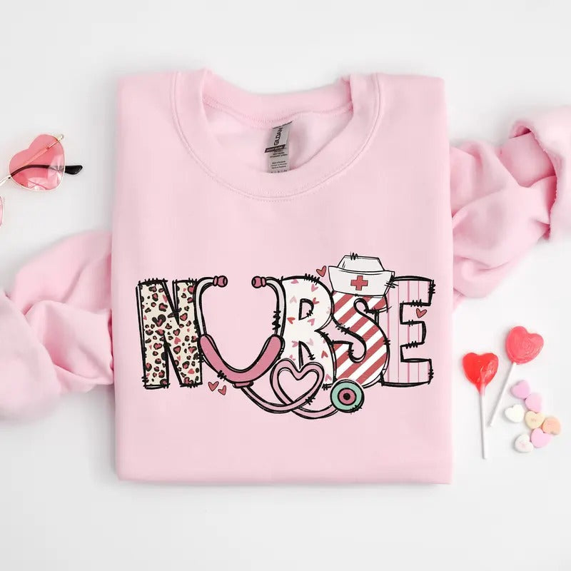 Nurse Valentine Gift Sweatshirt, Nurse Valentines Day Shirt, Valentine Nurse Sweaters, Valentine Nursing Sweater Hoodie