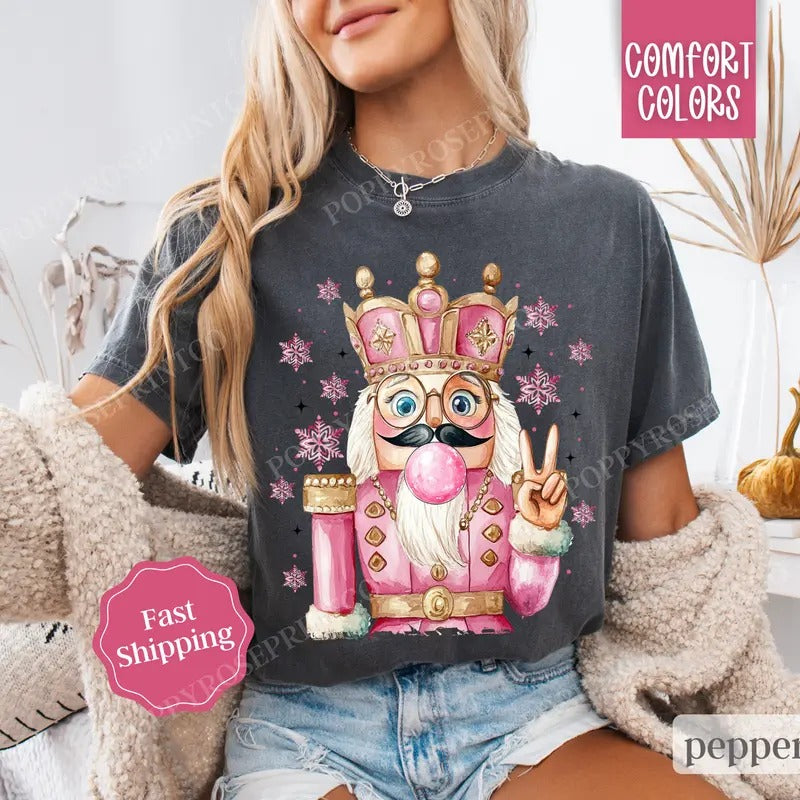 Nutcracker Bubble Shirt Comfort Colors, Preppy Christmas Tshirt,  Womens Holiday Tee Hoodie, Sweatshirt | HypeDripTees.com