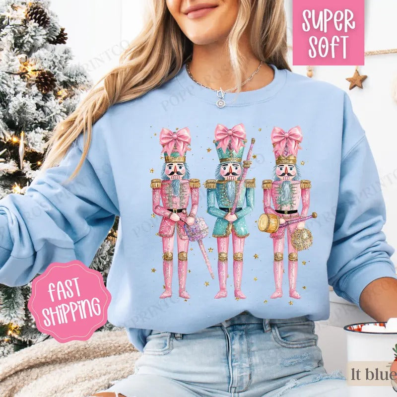 Nutcracker Christmas Sweatshirt, Christmas Sweater, Women's Holiday Crewneck T-Shirts, Hoodie | HypeDripTees.com