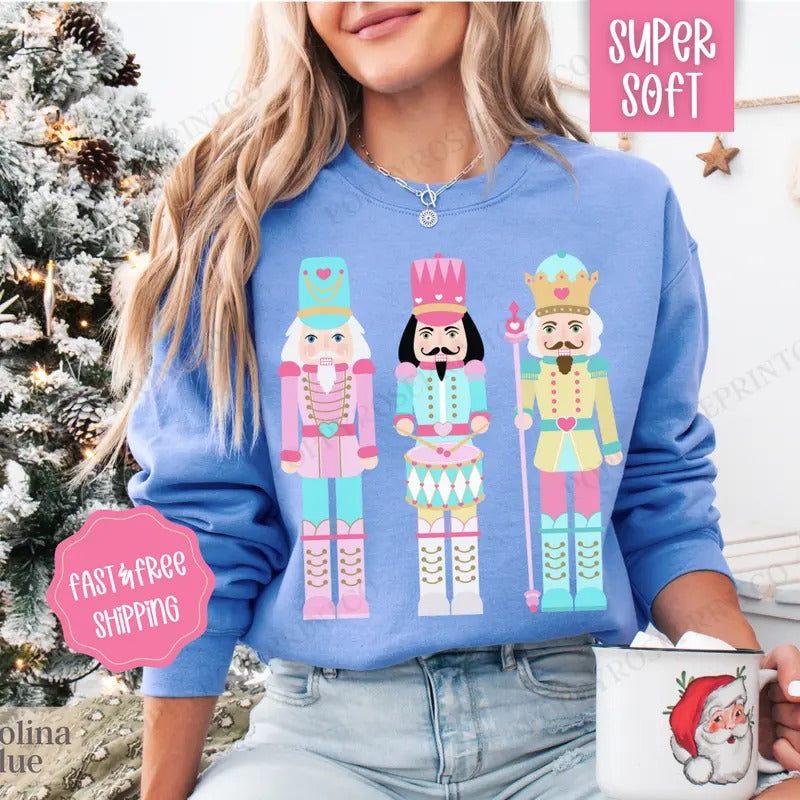 Nutcracker Christmas Sweatshirt, Christmas Sweater, Women's Holiday Crewneckstyle{n002}2 T-Shirts, Hoodie | HypeDripTees.com