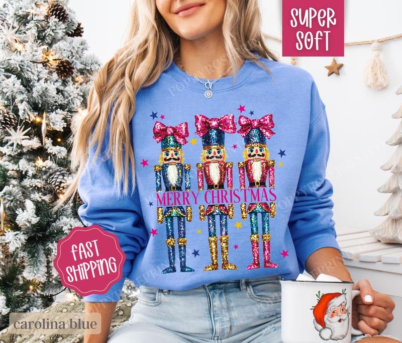 Nutcracker Christmas Sweatshirt, Christmas Sweater, Women's Holiday Crewneckstyle{n002}3 T-Shirts, Hoodie | HypeDripTees.com