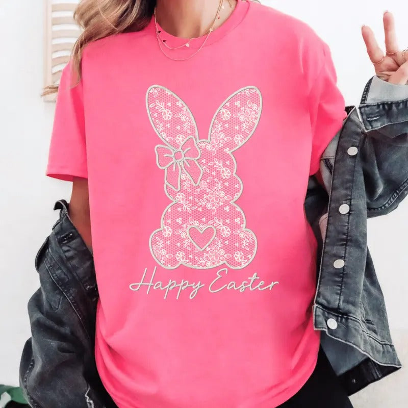 ONLY ONE Dark Grey LARGE Lace Bunny Easter Unisex Shirt Available Hoodie, Sweatshirt | HypeDripTees.com