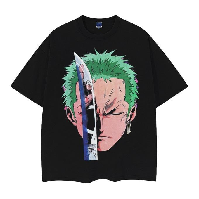 OP "Zoro" Vintage Oversized Tee Anime T-shirt 100% Cotton Original Design Men's Top Casual Streetwear Menswear Tshirt...