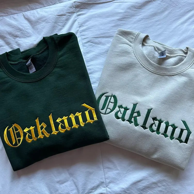 Oakland Embroidered Sweatshirt, Travel Sweatshirt, Oakland Gifts T-Shirts, Hoodie | HypeDripTees.com