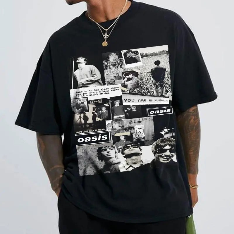 Oasis Reunion T Shirt 2025 Tour Liam Gallagher Noel Gallagher Britpop 90s Y2K Vintage Band Tee Music Merchandise...