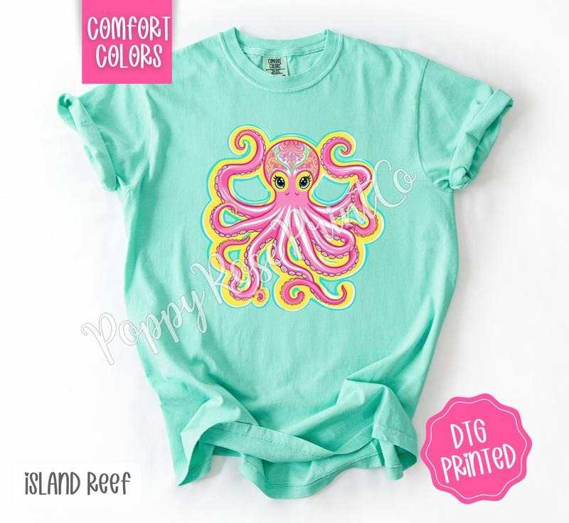 Octopus Comfort Colors Shirt, Cute Summer Tshirt, Trendy Women's Tee, Gift for Her Hoodie, Sweatshirt | HypeDripTees.com