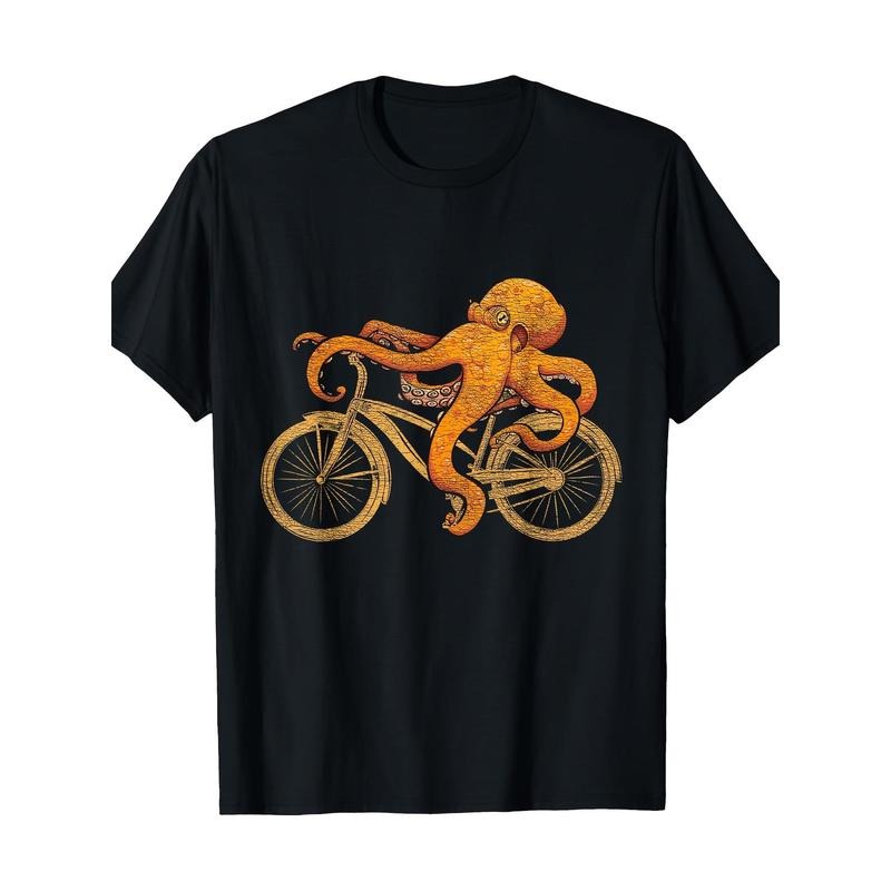Octopus Riding Bicycle Octopus T-Shirt - Made in USA Hoodie, Sweatshirt | HypeDripTees.com