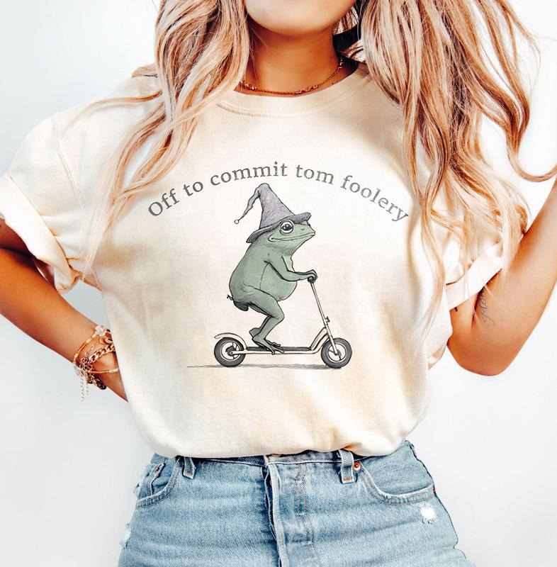 Off to Commit Tom Foolery Frog T-shirt, Funny Weirdcore Sayings Unique Tshirt Tee Adults Men Women Meme Graphic Sarcastic...