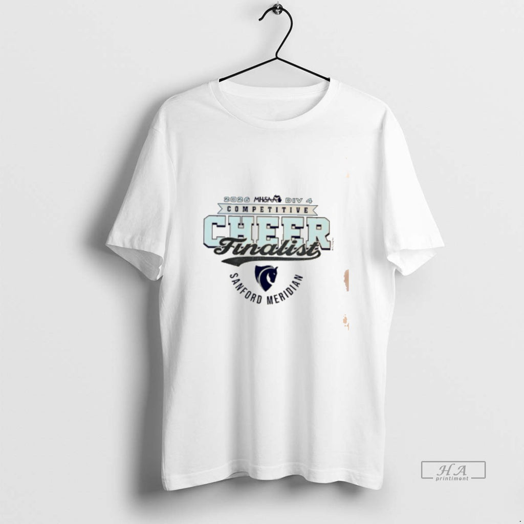 Official 2026 Mhsaa Cheer D4 Finalist Sanford Meridian Mustangs Logo Tee